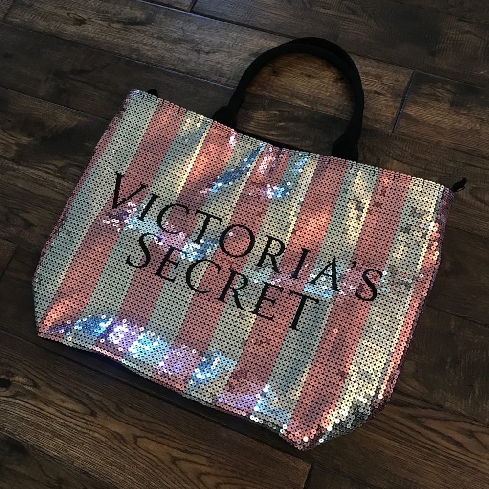 *BLING Victoria's Secret Pink Black Tote Bag*